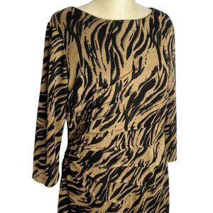Roz & Ali Dress Womens Size 16 Average Brown Black Animal Print Sheath